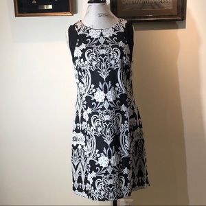 INC Sleeveless Black Dress with White Pattern Sz L